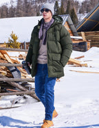 Rejork Men s Long Winter Coat Hooded Warm Quilted Jacket Water-resistant Cold Weather Parka Army Green 3XL