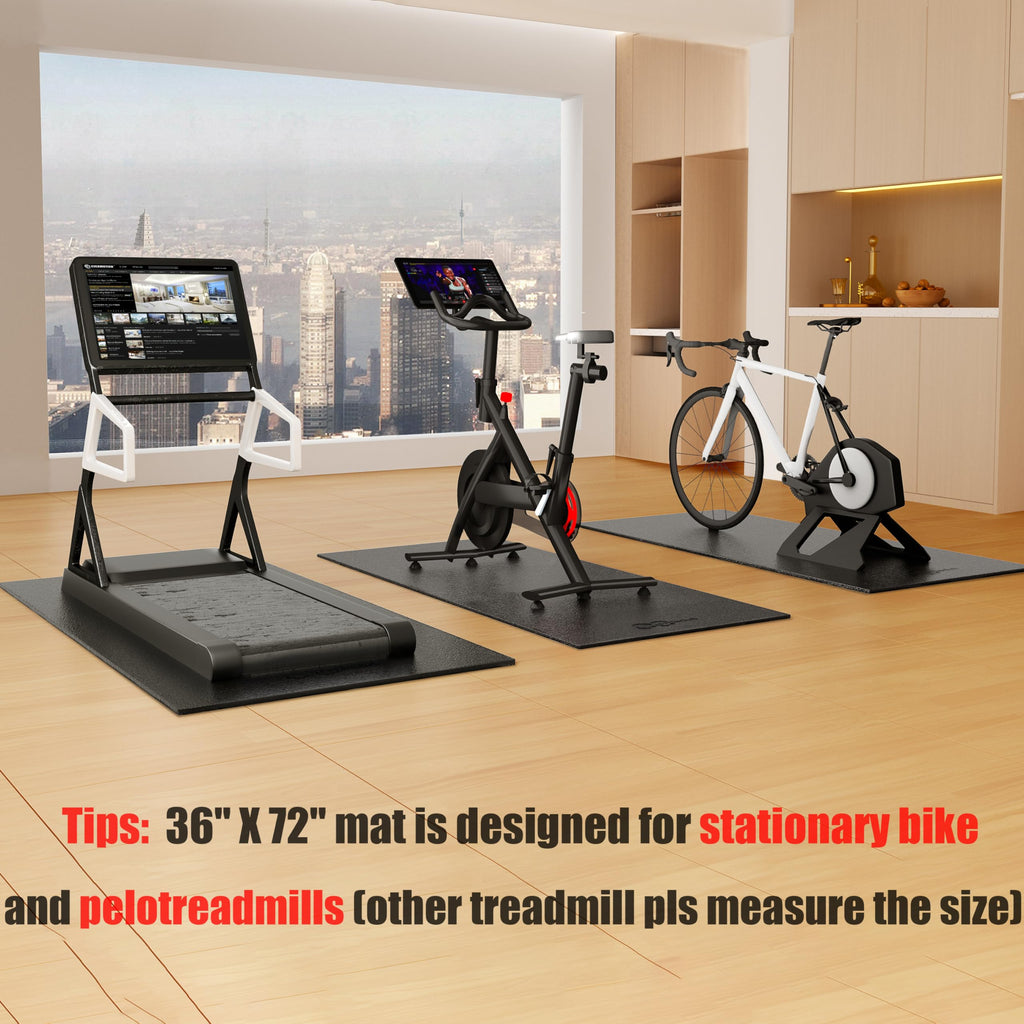 Cycleclub Bike Mat - Upgrade To 6Mm Thickness - 36'' X 72'' Exercise Bike Trainer Mat Stationary Indoor Spin Bike, Gym Equipment