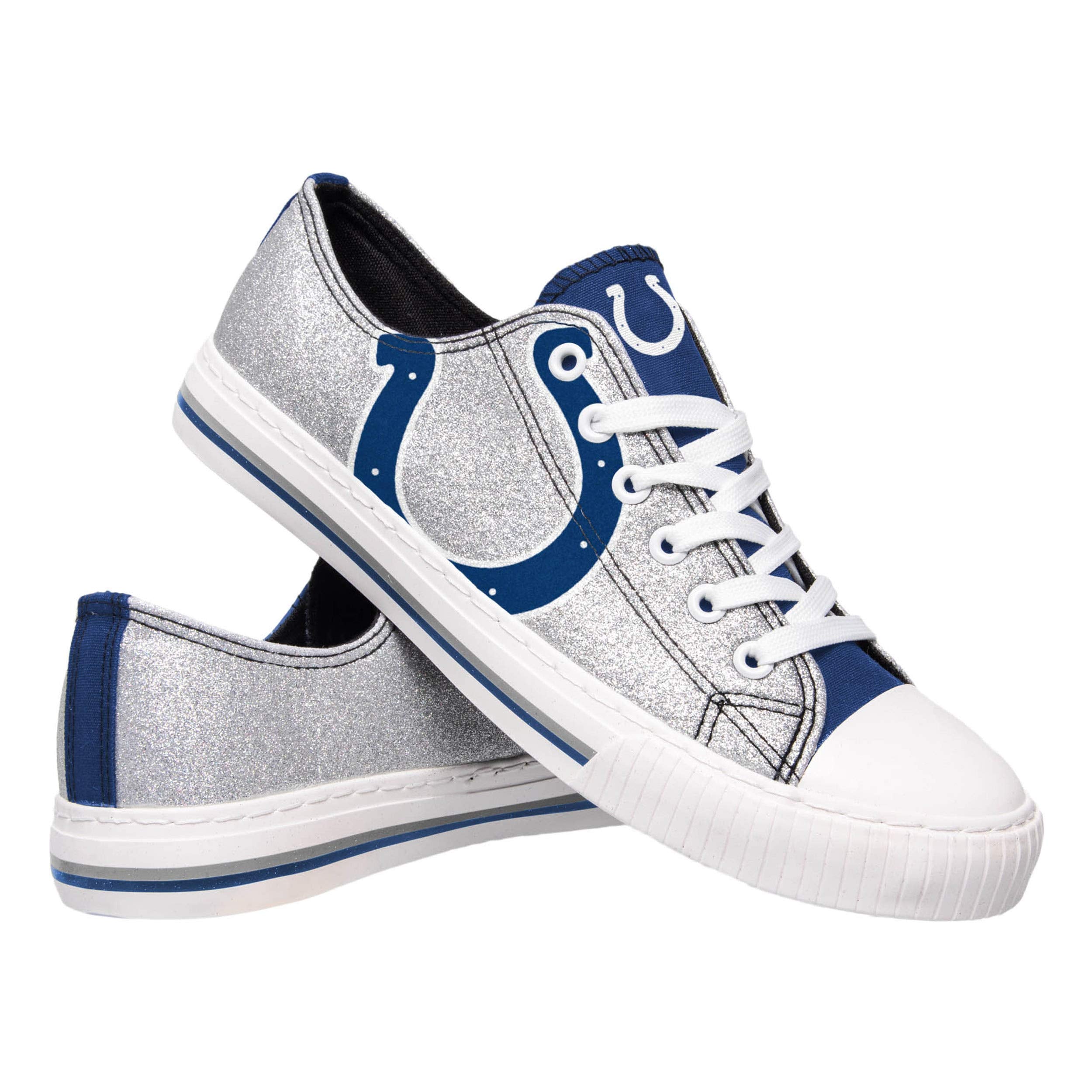 FOCO Indianapolis Colts NFL Womens Glitter Low Top Canvas Shoes - 6