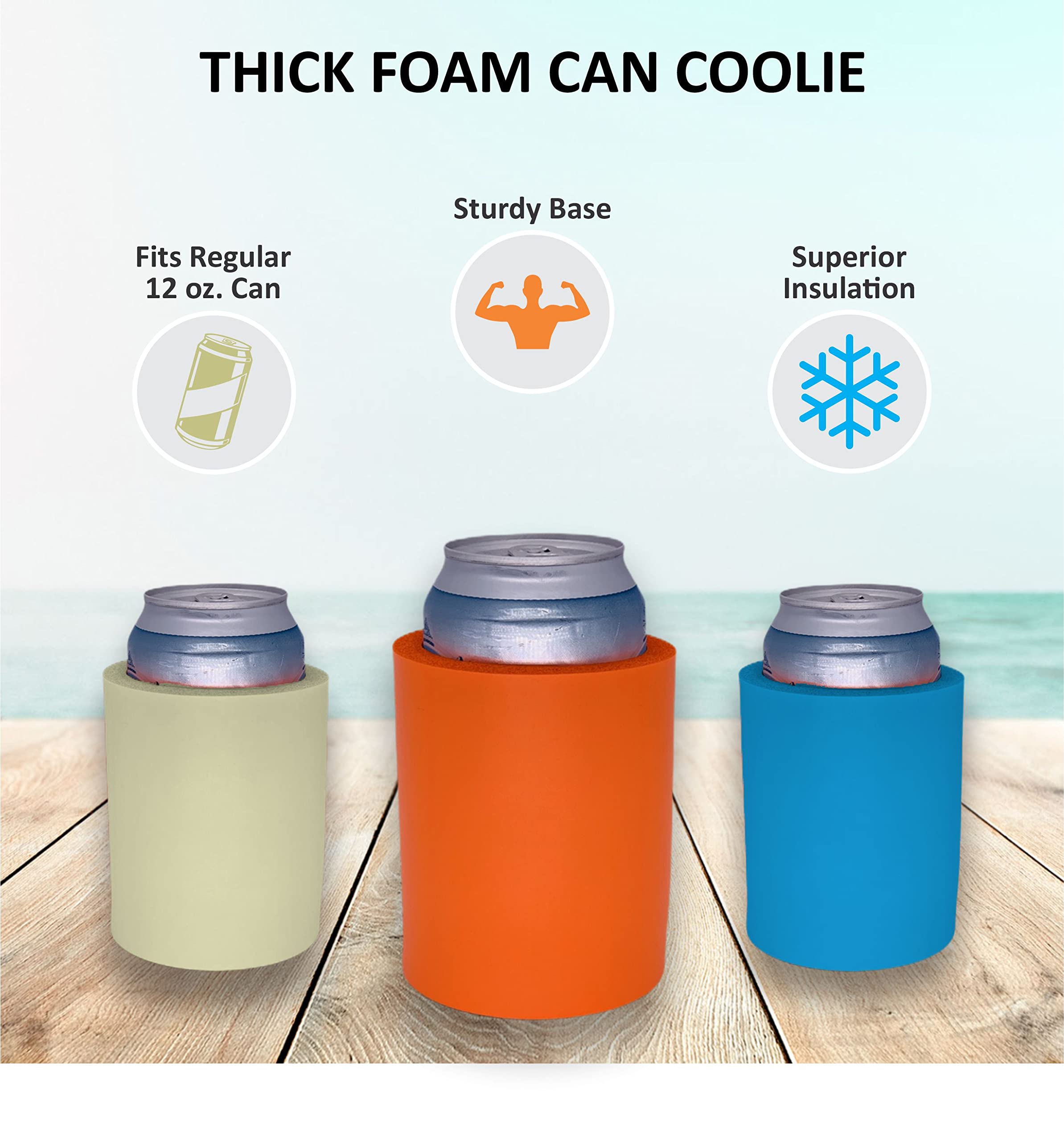 Blank Thick Foam Old School Can Cooler (2 Pack, Gray)
