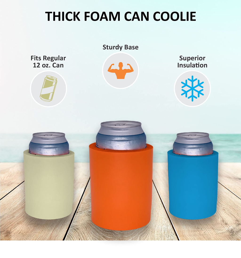 Blank Thick Foam Old School Can Cooler (Variety Color 6 Pack)