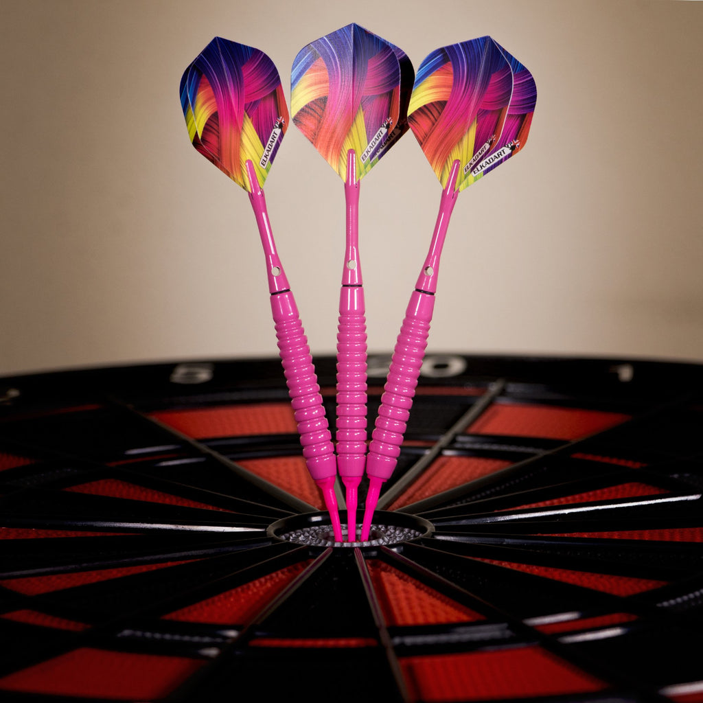 Elkadart Neon Soft Tip Darts With Storage/Travel Case, Pink, 18 Grams