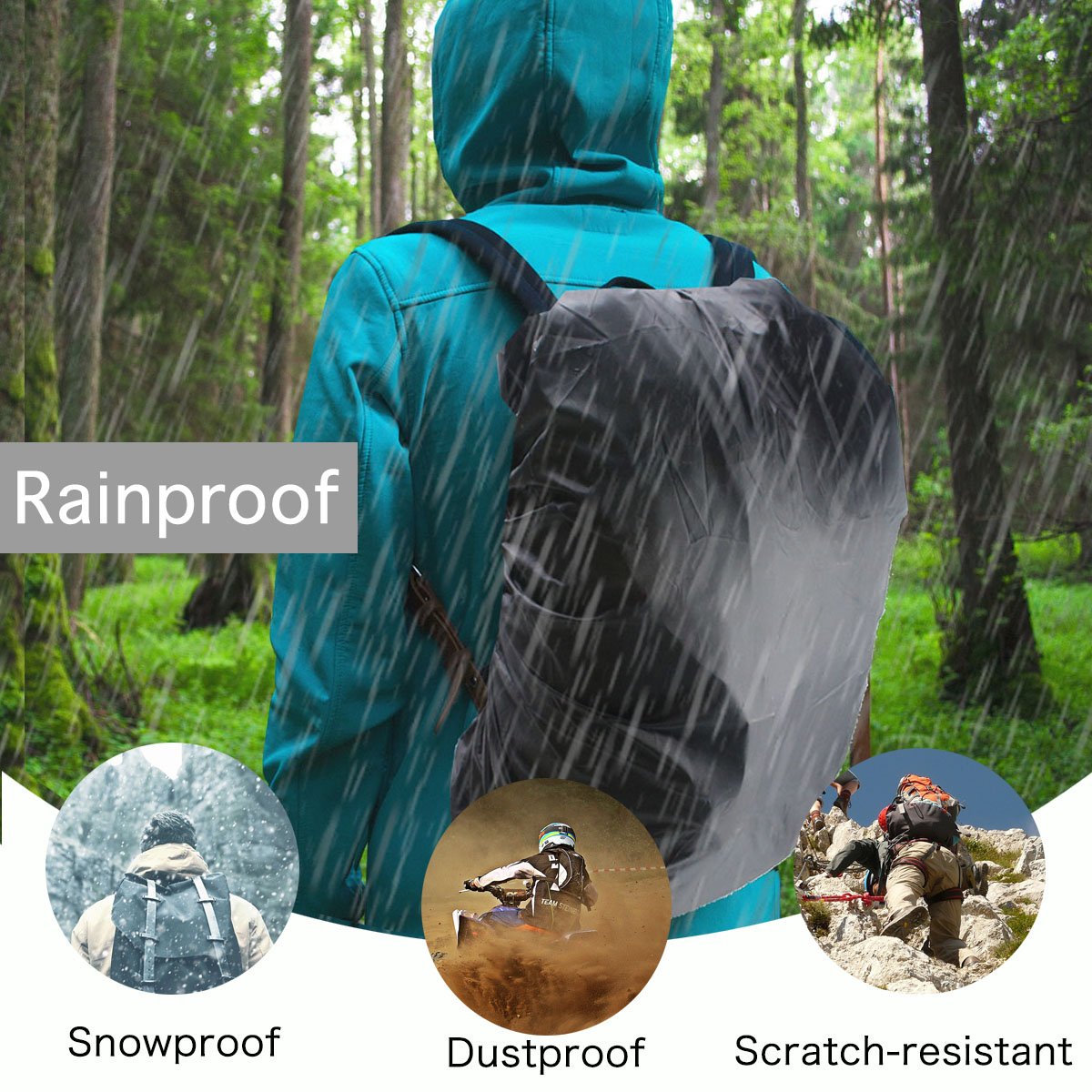Frelaxy Waterproof Backpack Rain Cover, Upgraded Triple Waterproofing, Antislip Cross Buckle Strap (Orange, M (For 25L-35L Backp