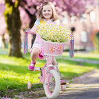 Glaf Girls Bike For Toddlers And Kids Ages 3-6 Years Old 12-16 Inch Girls Bike With Training Wheels & Basket & Doll Seat Kids Bi