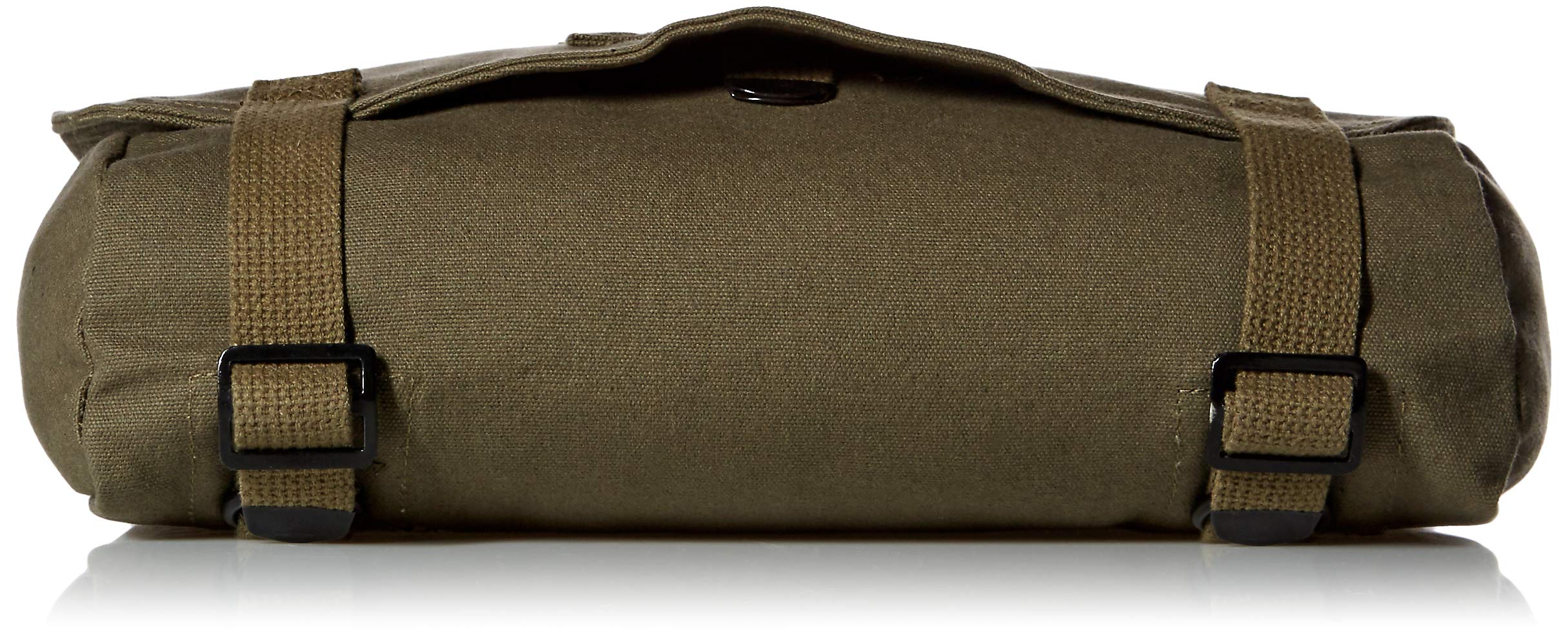Retro Hungarian Shoulder Bag With Plain Flap - Olive Drab