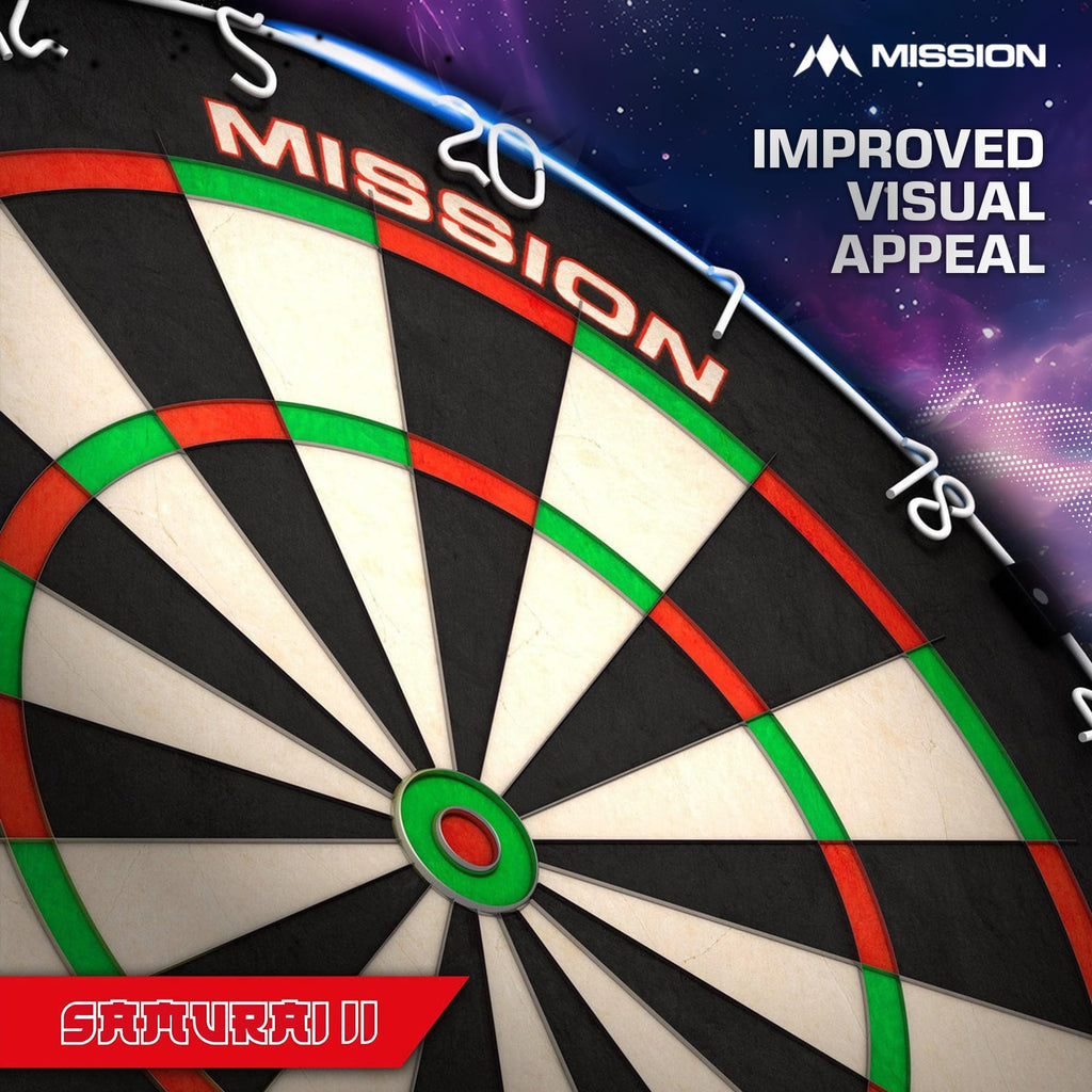 Mission Darts Db023 Samurai Ii  Professional Competition Standard Dartboard With Ultra Thin Wire Construction And Non Fade Colou