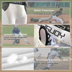 Youper Youth Elite Compression Padded Sliding Shorts W/Cup Pocket For Baseball, Football (White, X-Large)