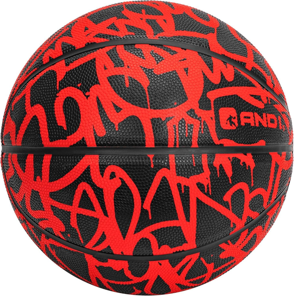 AND1 Fantom Graffiti Rubber Basketball: Official Regulation Size 7 (29.5 inches) - Deep Channel Construction Streetball, Made fo