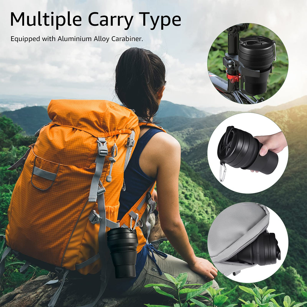 Easyxq 2Pack Collapsible Coffee Cup, 20 Oz 600Ml Silicone Folding Camping Mug, Leak Proof Bpa Free Portable Sport Bottle With Li