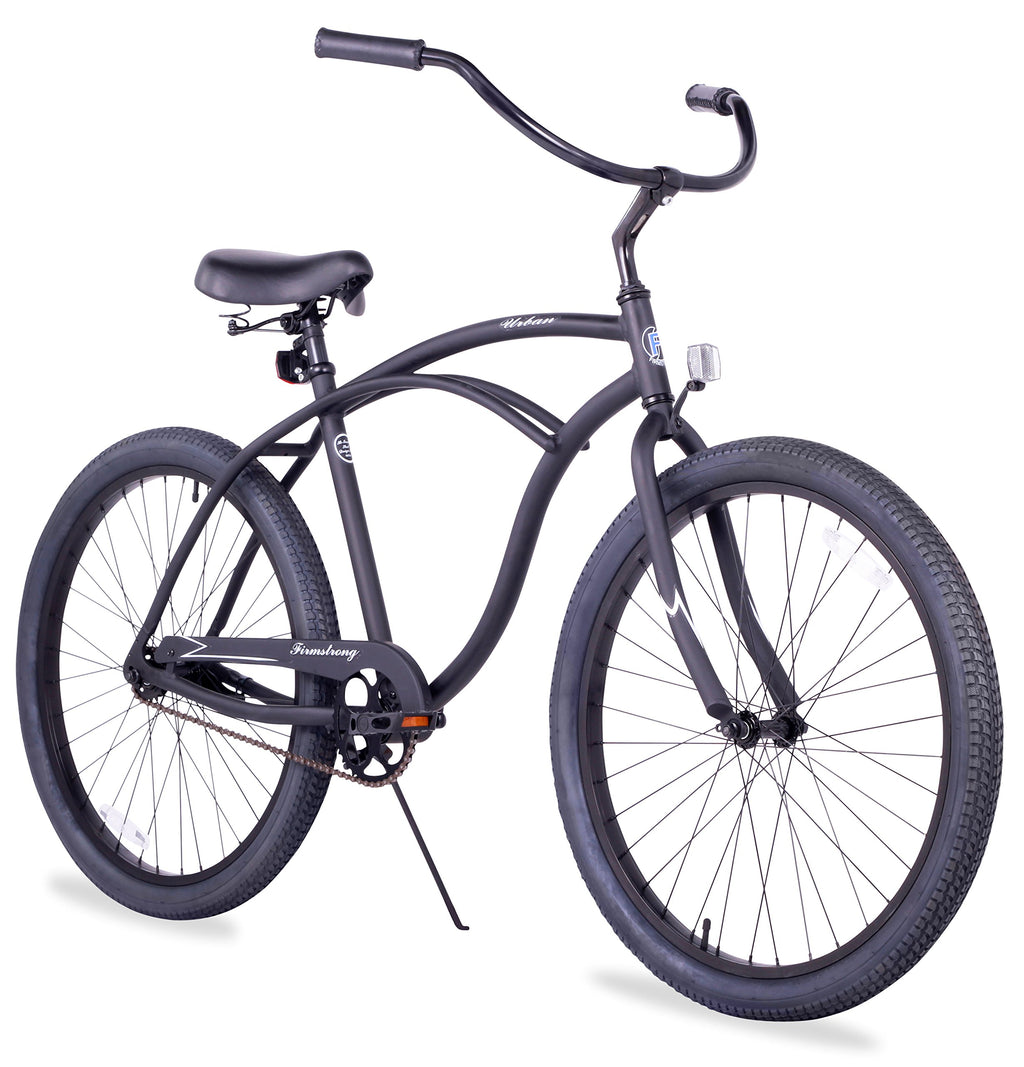 Firmstrong Urban Man Beach Cruiser Bike, Men'S Single Speed Hybrid Bicycle, 26 Inch Wheels, Aluminum, Matte Black