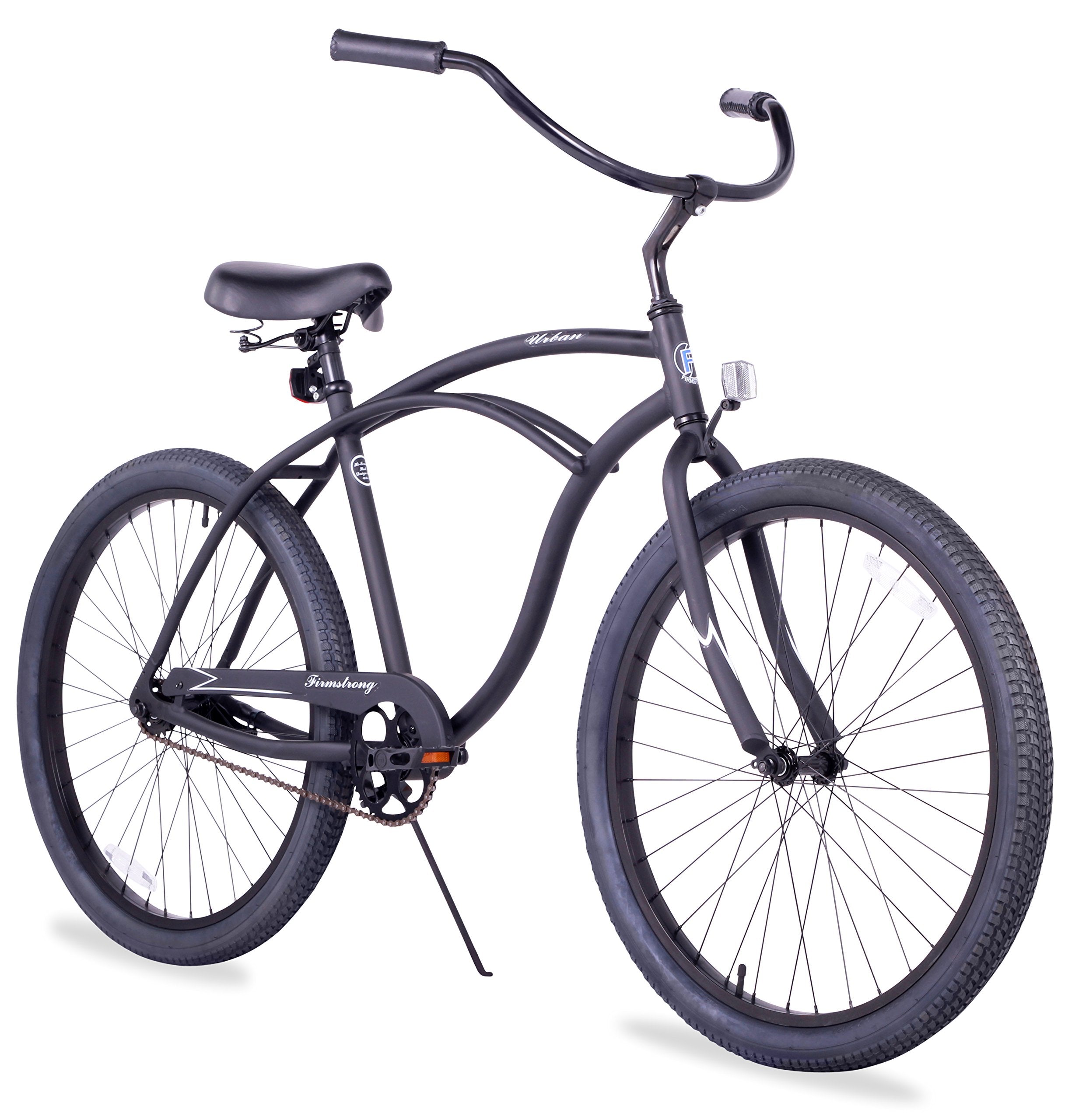 Firmstrong Urban Man Beach Cruiser Bike, Men'S Single Speed Hybrid Bicycle, 26 Inch Wheels, Aluminum, Matte Black