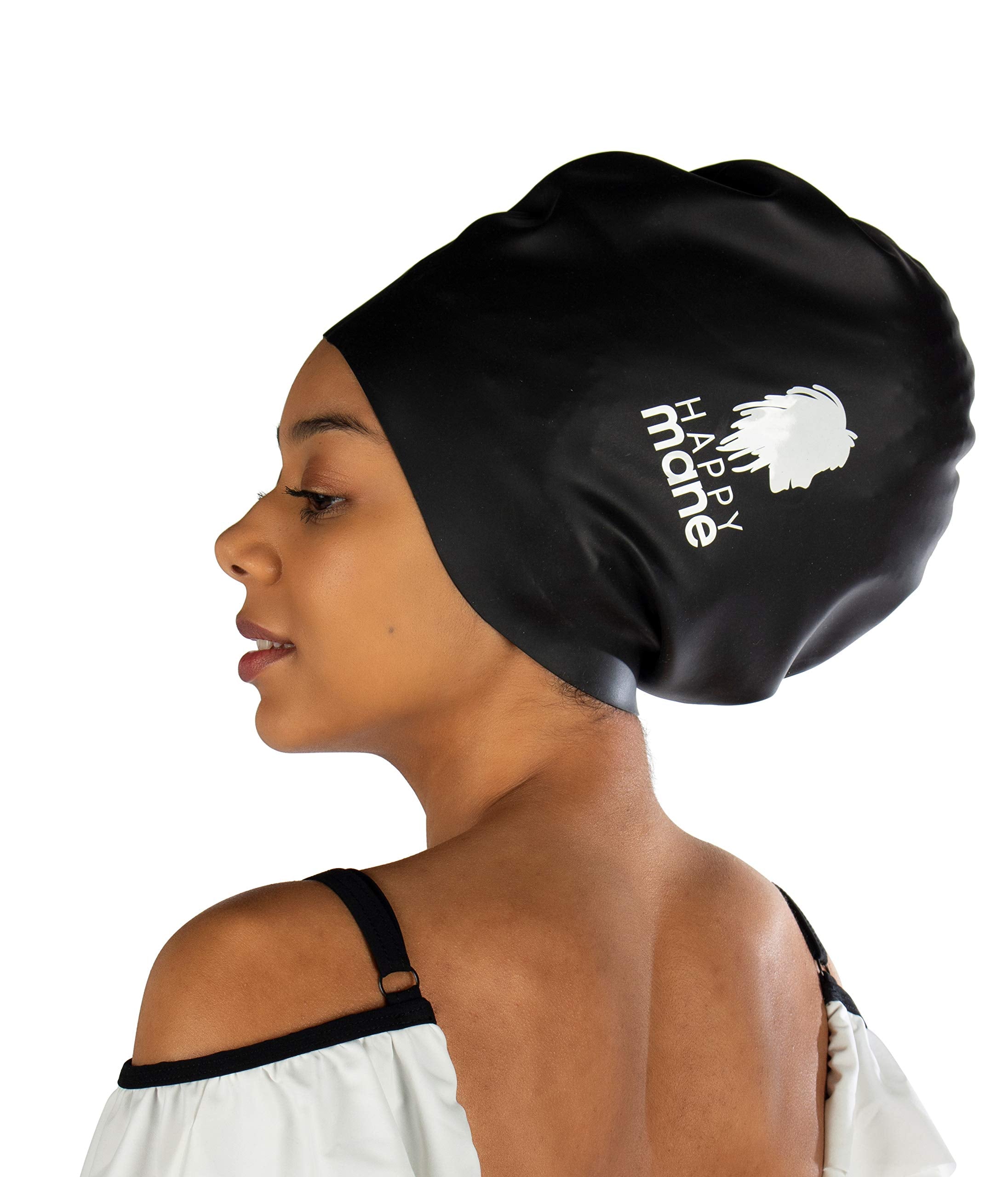 Happy Mane Silicone Swim Cap For Braids And Dreadlocks - Keeps Your Hair Dry While Swimming And Bathing Long Hair, Extensions, A