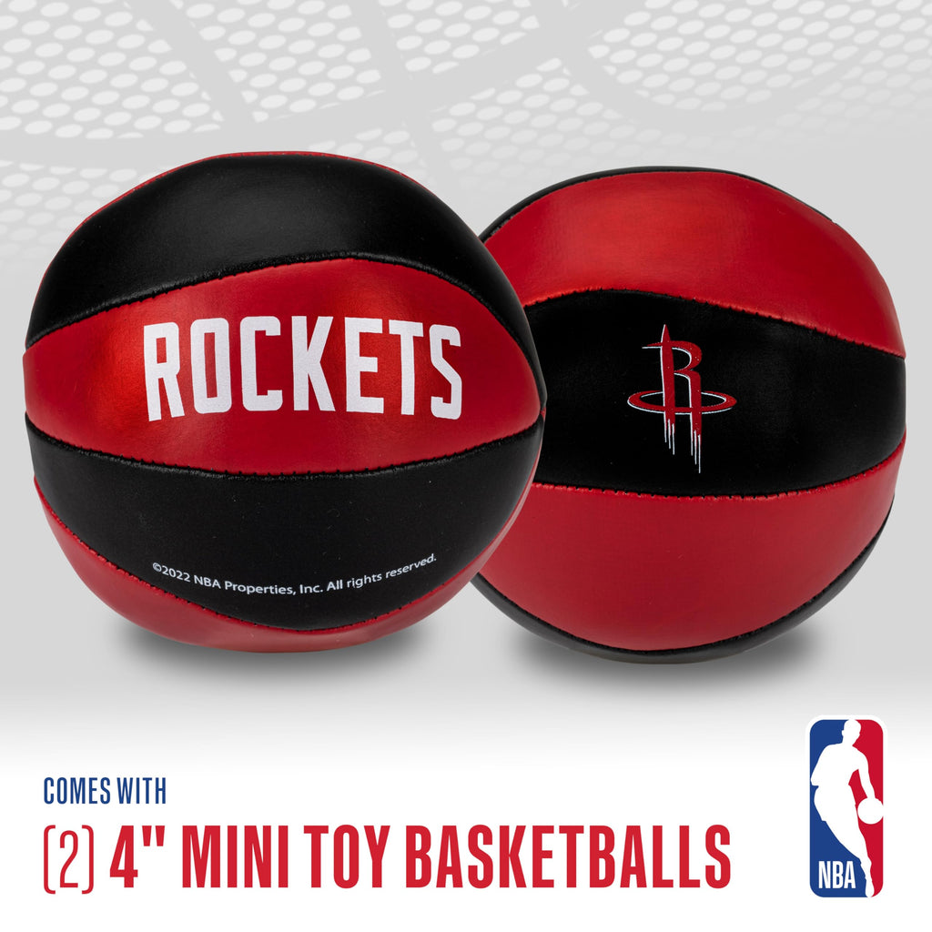 Franklin Sports Nba Houston Rockets Toy Basketballs - 2 Pack Of Kids Soft Mini Basketballs For Over The Door + Indoor Hoops - Nb