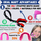 Oral Mart Vampire Fangs Strapped Youth Mouth Guard For Kids - Sports Mouthguard With Strap For Ice Hockey, Football, Lacrosse, T