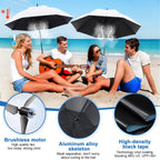 Fiyliao Umbrella With Fan And Mist Spray,Rechargeable - Ultimate Solution For Cooling & Uv Protection - Ideal For Summer, Beach,