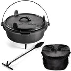 Uno Casa 6Qt Cast Iron Camping Dutch Oven With Lid Lifter And Storage Bag - Cast Iron Dutch Oven Pot With Lid, Cast Iron Camping