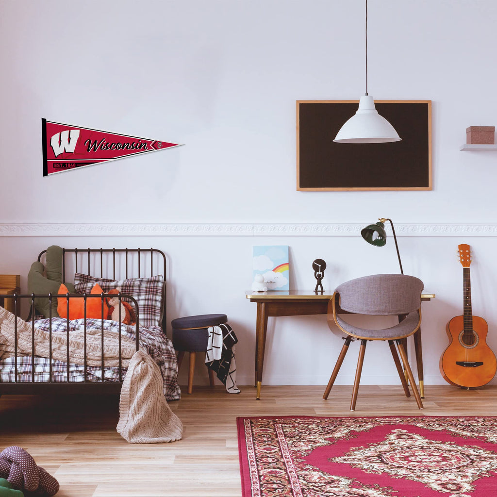 Rico Industries Ncaa Wisconsin Badgers Classic 12'' X 30'' Felt Wall D  Cor Pennant - Great For Home/Bed Room/Man Cave D  Cor