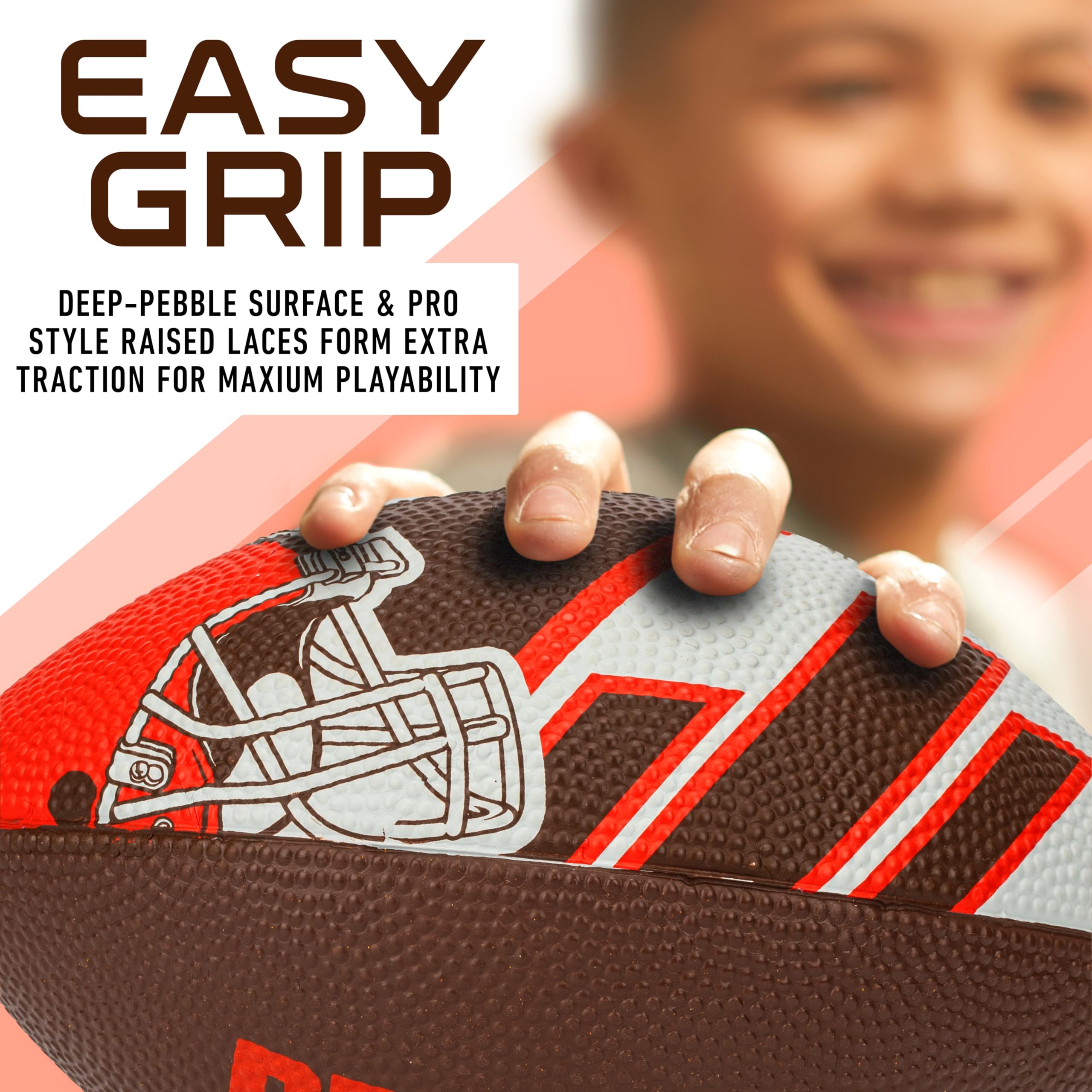 Franklin Sports Nfl Cleveland Browns Football - Youth Football - Mini 8.5'' Rubber Ball - Perfect For Kids - Team Logos And Colo
