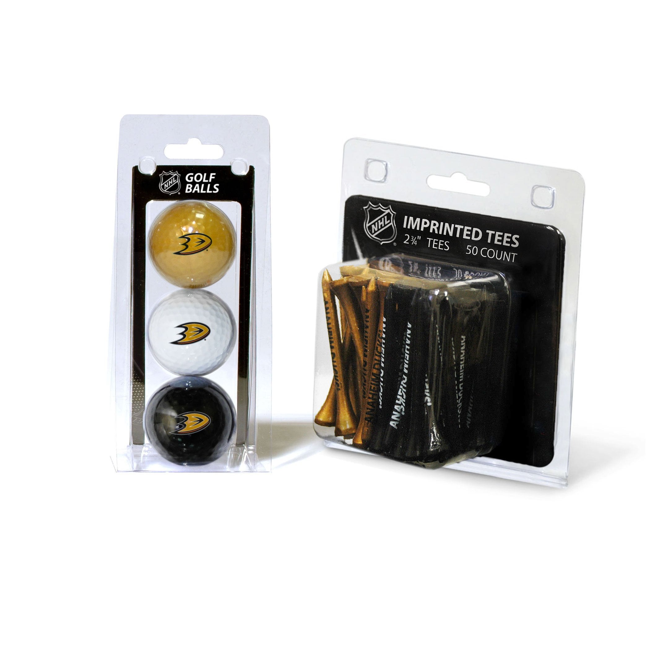 Team Golf NHL Anaheim Ducks 3 Golf Balls And 50 Golf Tees Logo Imprinted Golf Balls (3 Count) & 2-3/4 Regulation Golf Tees (50 C