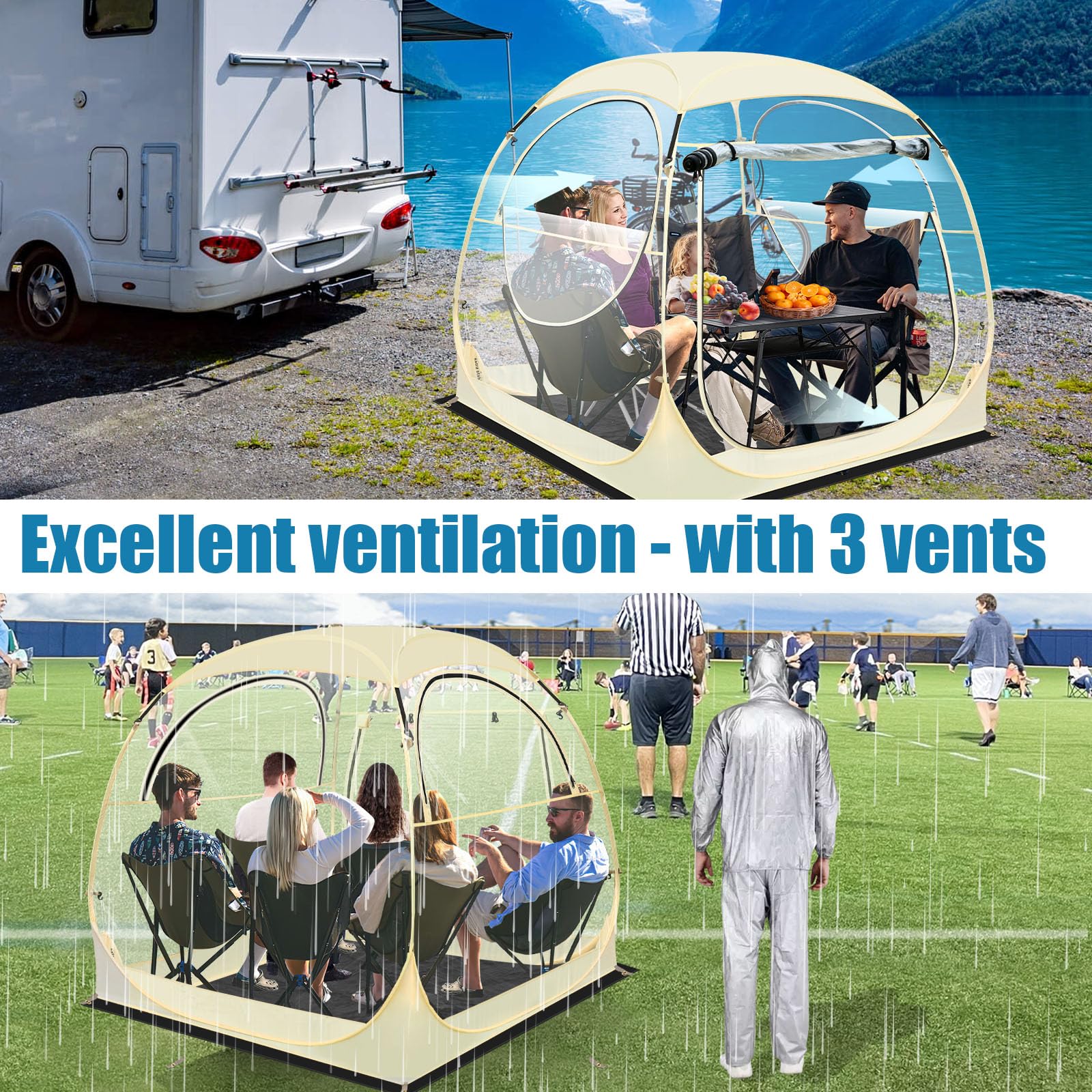 Eapele Sports Tent - Instant Pop-Up Shelter, Fits 6 Person Compact Or 4 Person Comfortably, Rain Protection For Sports, Camping,