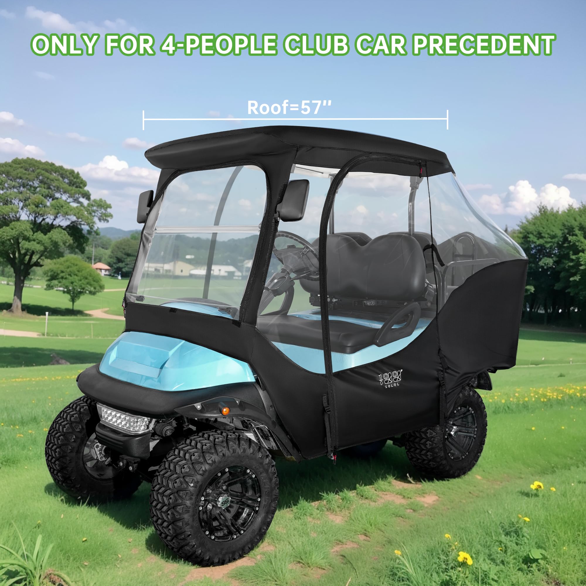 10L0L 4-Passengers Golf Cart Driving Enclosure For Club Car Precedent, Clear Window Rain Cover All Weather Waterproof Windproof