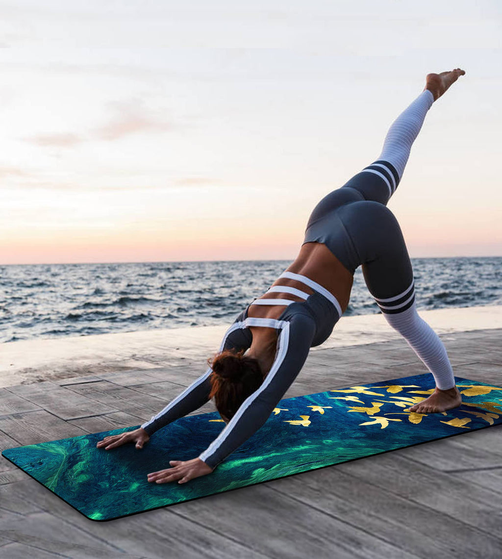 Knsbk Eco Friendly Non Slip Yoga Mat Tpe Workout Mat For Men Women Thick Workout Mat With Carrying Strap Fitness Mats For Exerci