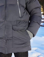 Rejork Men s Long Winter Coat Hooded Warm Quilted Jacket Water-resistant Cold Weather Parka Grey S