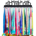 Goutoports Medal Holder Display Hanger - He Believed He Could He Did - Personalized Medal Wall Hanger for Sport Race Runner Stur