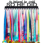 Goutoports Medal Holder Display Hanger - He Believed He Could He Did - Personalized Medal Wall Hanger for Sport Race Runner Stur
