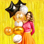 3 Pack Gold Foil Fringe Curtain Backdrop, 3.28Ft X 8.2Ft Metallic Tinsel Foil Fringe Streamer Curtains For Photo Booth, Valentin
