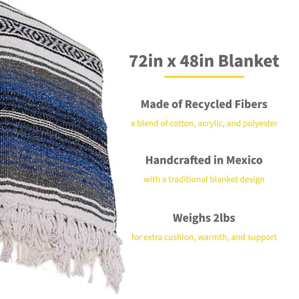Sunshine Yoga Mexican Authentic Falsa Blanket, 10 Pack, 72 X 48 Inches, Breathable, Heavy Weight, Acrylic, Cotton, Polyester Ble