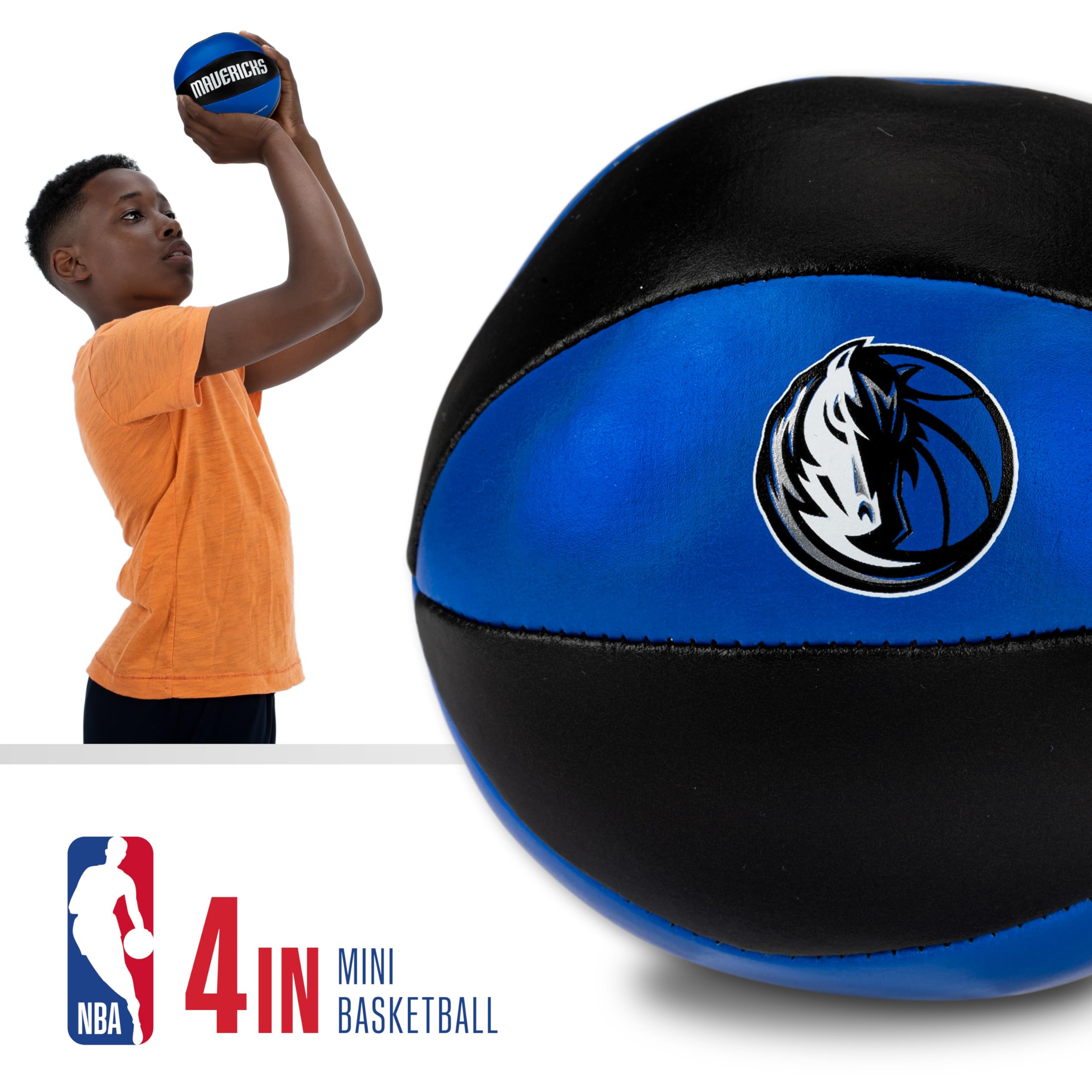 Franklin Sports Nba Dallas Mavericks Toy Basketballs - 2 Pack Of Kids Soft Mini Basketballs For Over The Door + Indoor Hoops - N