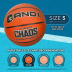 AND1 Fantom Graffiti Rubber Basketball Game Ready, 27.5 Inches, Youth Size 5, Made for Indoor and Outdoor, Sold Deflated (Pump N