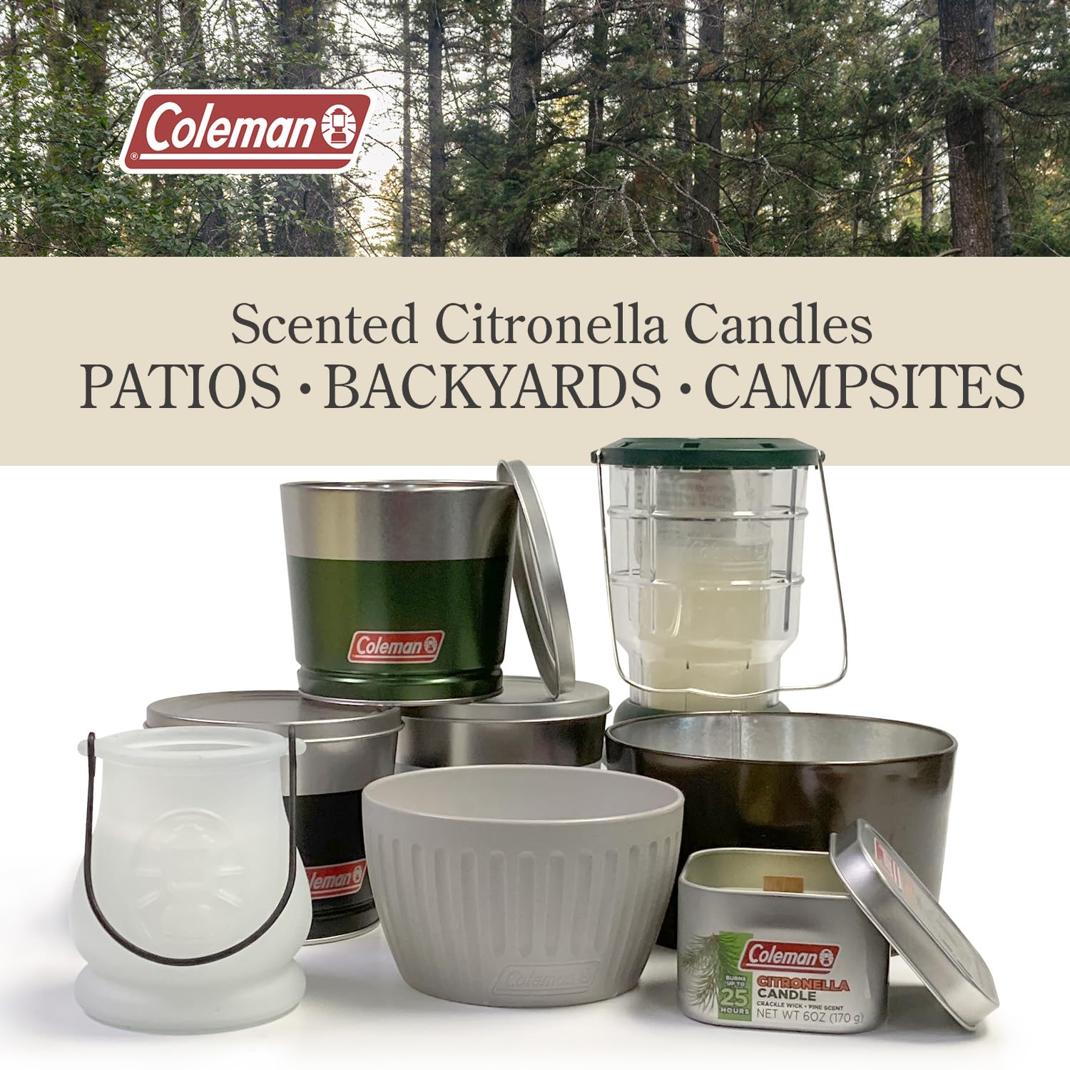 Coleman Citronella Candle 18oz - 30+ Hour Burn Time, Outdoor Candle with Single Wick & Recyclable Tin for Camping, Patio, & Back