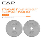 CAP Barbell Cast Iron Standard 1-Inch Weight Plate Set - Barbell Weights for Home Gym, Strength Training, and Weightlifting, 7.5