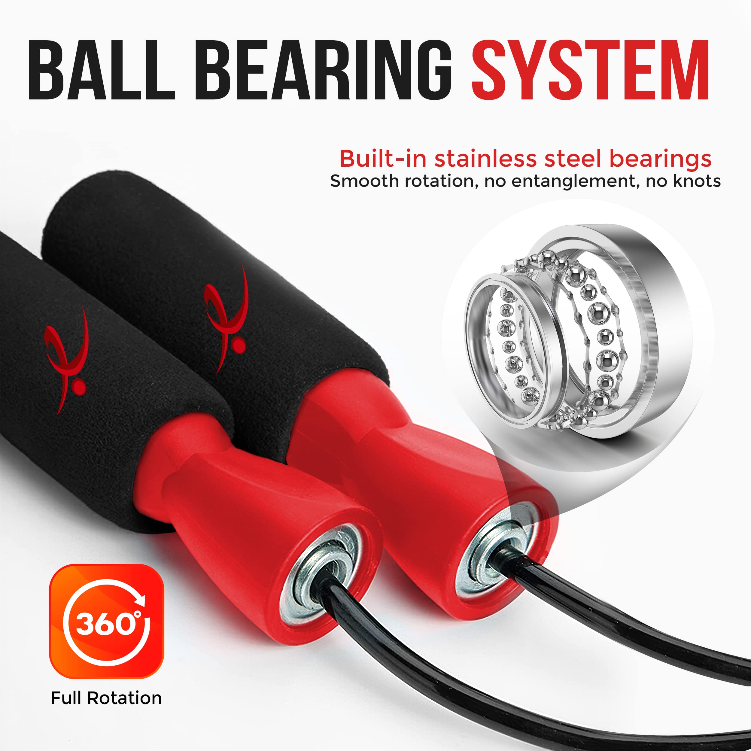 Fitness Factor Jump Rope With Adjustable Length, Tangle-Free Skipping Rope For Gym Workout,Crossfit, Fitness Exercise, Wod, Boxi