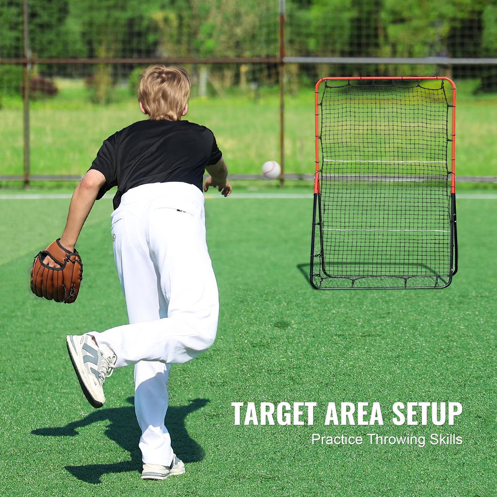 Vevor Baseball And Softball Rebounder, 3 X 4.5 Ft Pitchback Pitching Nest, 3-Way Pitchback Net, Fielding Trainer, Bounce Back Ne