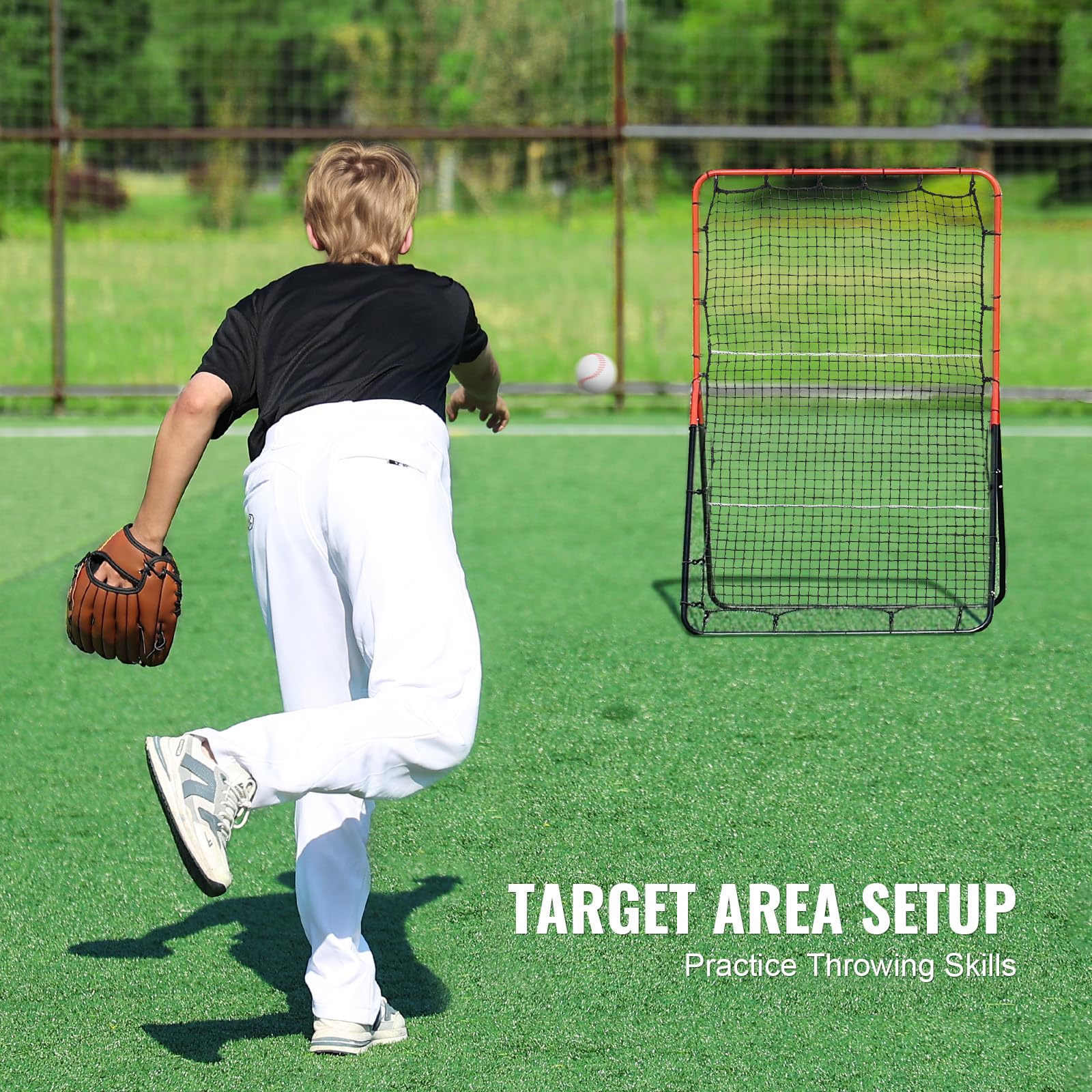 Vevor Baseball And Softball Rebounder, 3 X 4.5 Ft Pitchback Pitching Nest, 3-Way Pitchback Net, Fielding Trainer, Bounce Back Ne