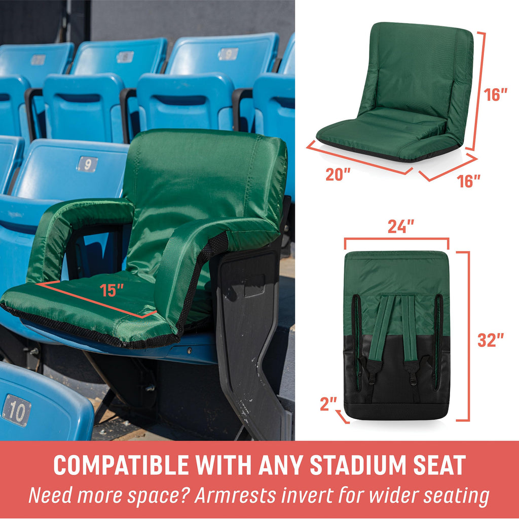 Oniva - A Picnic Time Brand Ventura Portable Reclining Stadium Seat, (Waves Collection - Gray With Vista Blue Accents)