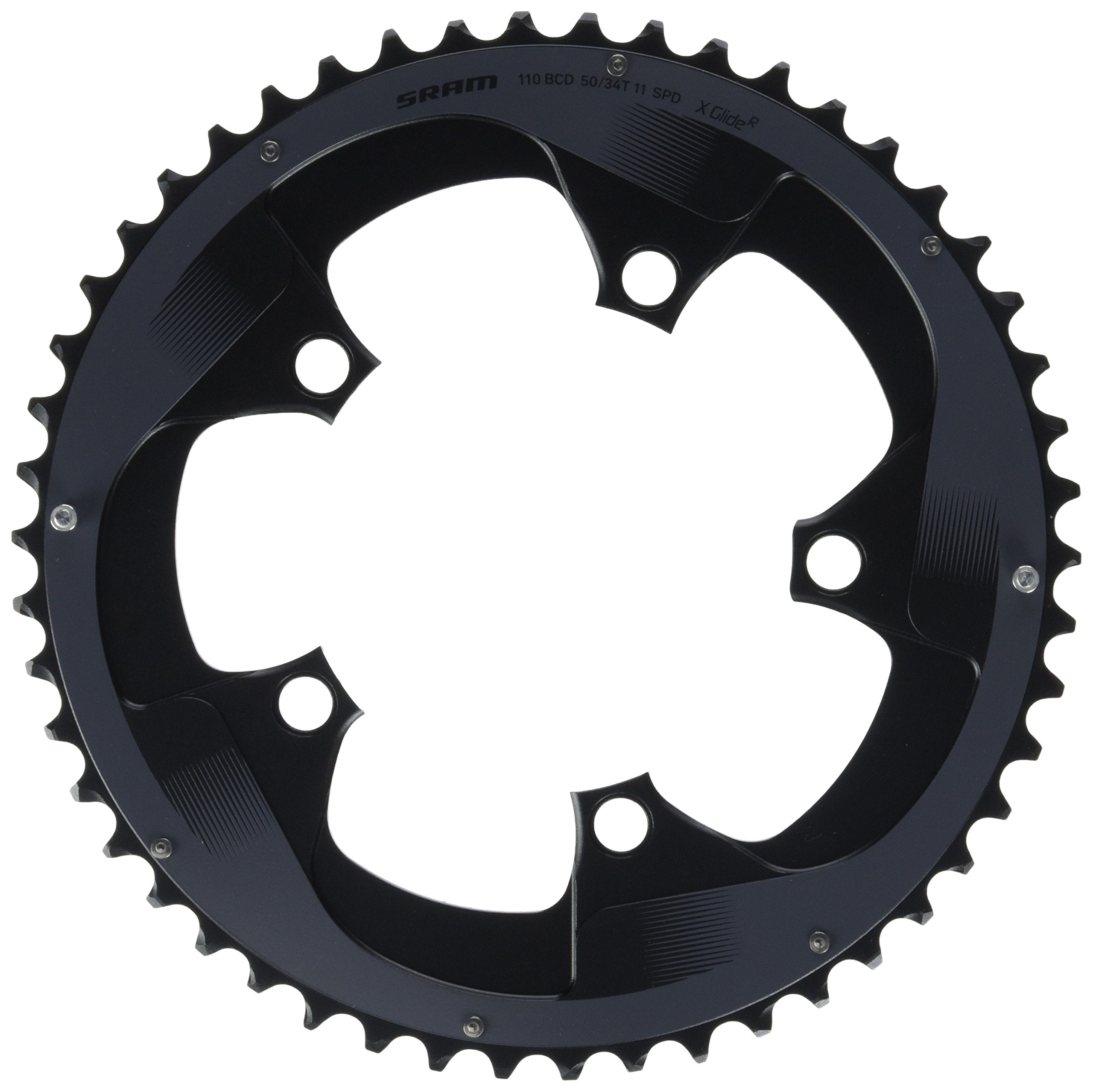Sram Force 22 50T 110Mm Bcd Yaw Chainring Black For Hidden Or Non-Hidden Bolt Use With 34T