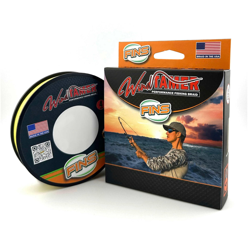Fins Windtamer Braided Fishing Line - Versatile, Compact Braid For All Fisheries, Reduces Wind Knots And Rod Tip Wraps - High Pe