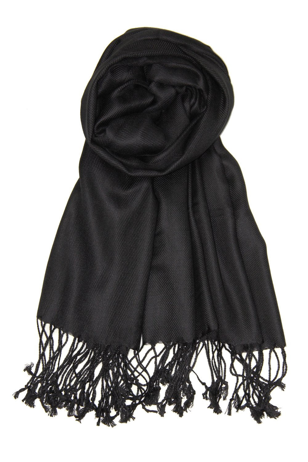 Achillea Large Soft Silky Pashmina Shawl Wrap Scarf In Solid Colors (Black)