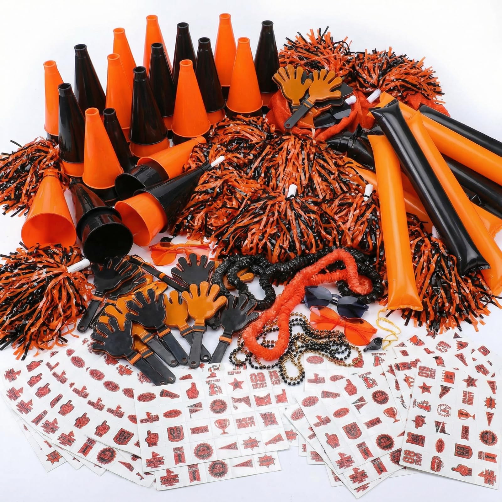 Soulchen 360 Pcs Orange and Black Team Spirit Accessories Bulk Field Day Accessories Pep Rally Color War Camp Spirit Events Part