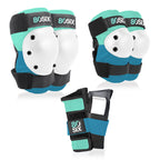 80Six Kids Multi-Sport Pad Set with Wristguards, Elbow Pads, and Knee Pads, Surf Green Teal, Small/Medium - Ages 8+