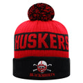 Top Of The World Ncaa Arctic Striped Cuffed Knit Pom Beanie Hat (Nebraska Cornhuskers/Blackshirts, One Size Fits Most)