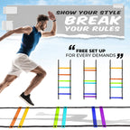 Yes4All Agility Ladder Speed Training Equipment - Speed Ladder For Kids And Adults With Carry Bag - 12 Rungs, Rainbow