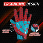 AIGEVTURE Youth Football Gloves Kid Receiver Gloves Boys Girls Unmatched Grip Great Gift (Sky Blue and Red, Youth XS)