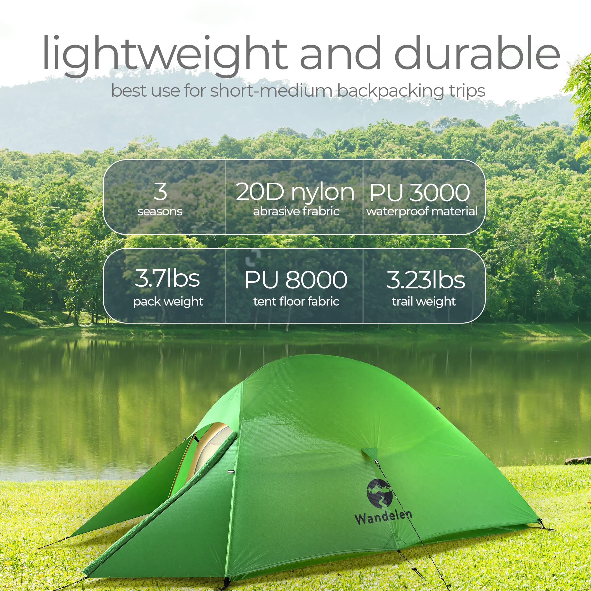 Wandelen Appalachian 2 Person 3 Season Ultralight Waterproof Windproof Tent With Footprint Easy Setup Double Layer Outdoor Tent