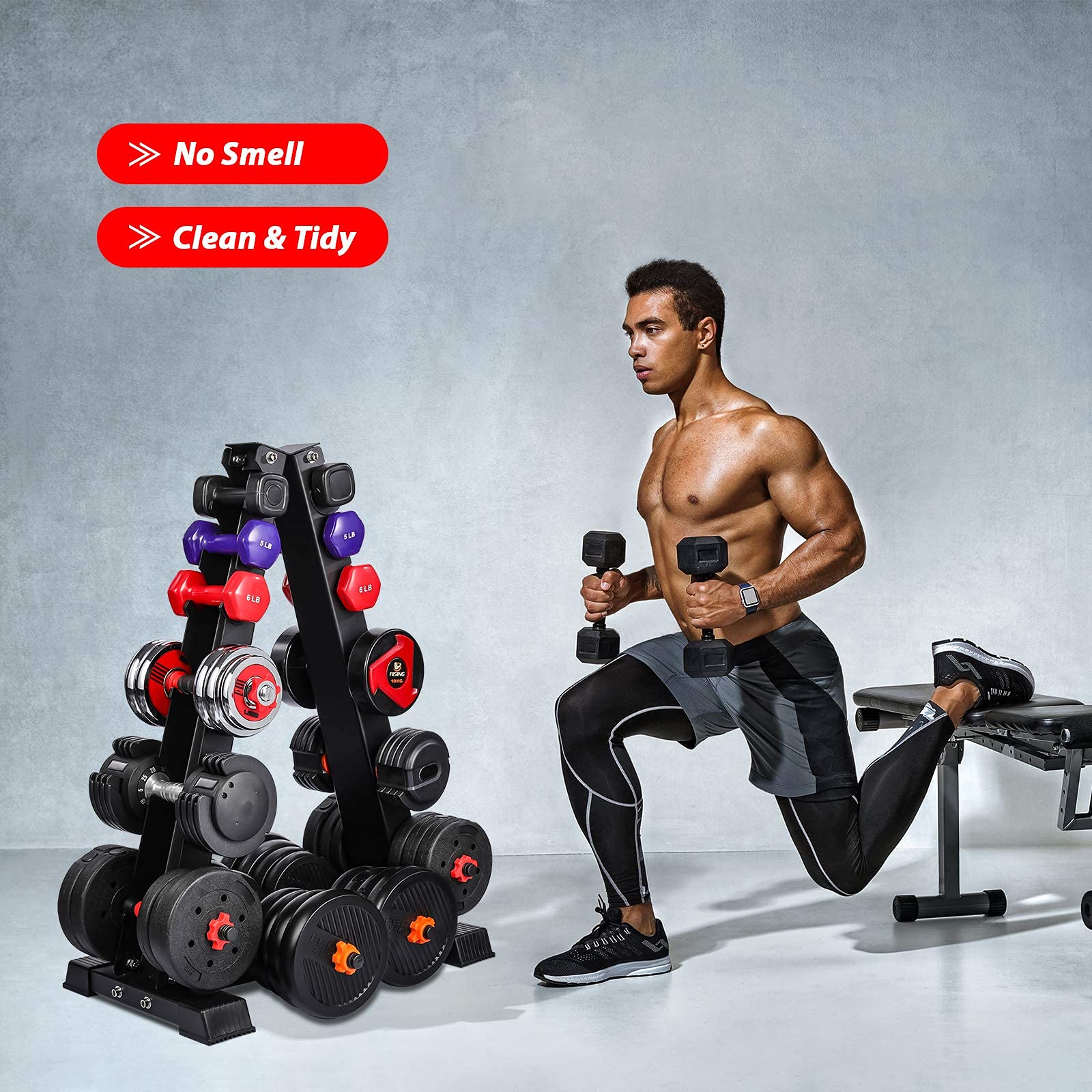 Akyen A-Frame Dumbbell Rack Stand Only, 6 Tier Weight Rack For Dumbbells (800 Pounds Weight Capacity, 2022 Version)