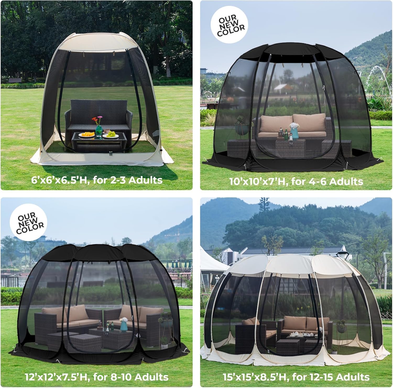 Alvantor Pop Up House Tent, Outdoor Screen Room, Canopy Tent With Uv Resistant, Easy Up Foldable Screen House For Camping Garden